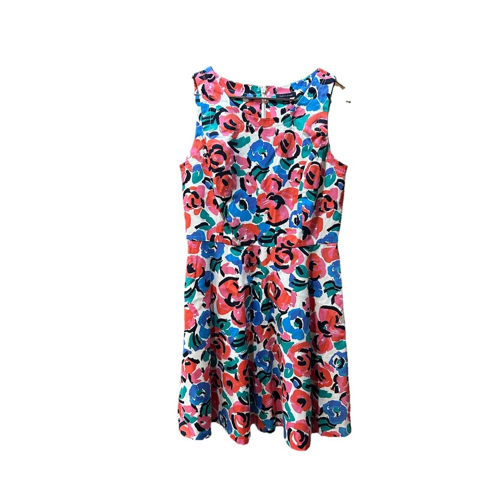 Tommy Hilfiger Floral Fit & Flare Dress Size 10 Multicolor Sleeveless Cotton